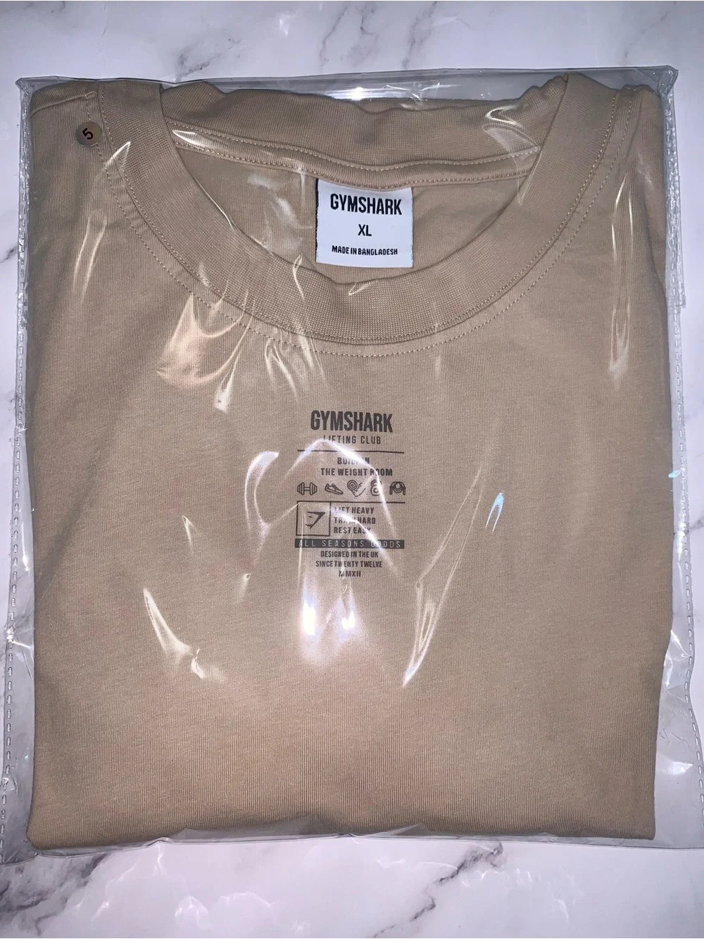 GYMSHARK Women’s XL Minimal Oversized T-Shirt Lifting Club Tan - Picture 14 of 14